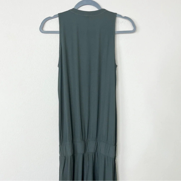 Monrow × Revolve Crepe Zip Jumpsuit Camo Green Lightweight Pockets Jumper - Picture 8 of 12